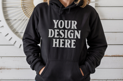 Black Gildan 18500 Hoodie Mockup, G18000 Hoodie Model mockup Product Image 1