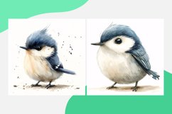 Cute Breasted Nuthatch Bird Watercolor illustration Set 4 Product Image 2