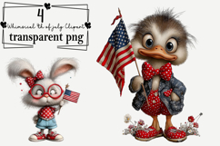 Whimsical 4th of July Clipart Watercolor PNG Product Image 1