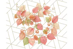 Fall Foliage Clipart PNG, Pink and Green Leaves Product Image 3