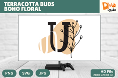 Terracotta Buds Boho Floral Monogram Product Image 1
