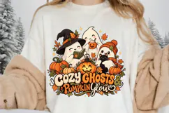 Cozy Ghosts and Pumpkin Glow Halloween Sublimation Design Product Image 3
