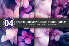 Purple Hibiscus Floral Digital Paper Product Image 1