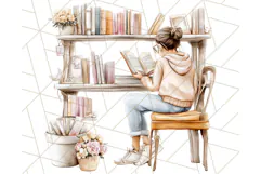 Cozy Book Lover Clipart PNG, Aesthetic Reading Graphics Product Image 3