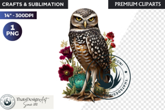 Floral Owl Fantasy clipart, Botanical and Wildlife Graphics Product Image 1