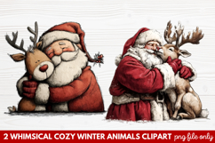 Whimsical Cozy Winter Animals Clipart | Cute Winter Wildlife Product Image 1