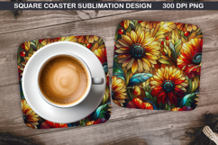 Flowers Coaster Sublimation, Spring Coaster PNG Design Product Image 1