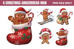 Watercolor Christmas Gingerbread Man Clipart PNG Product Image 1