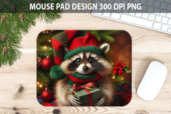Christmas Raccoon Mouse Pad Sublimation - Animal PNG Design Product Image 1