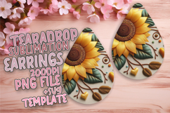 Elegant Teardrop Earrings Design Template , 3D Flower Product Image 1