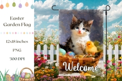Cute Cat Garden Flag, Easter Garden Flag Design Product Image 1