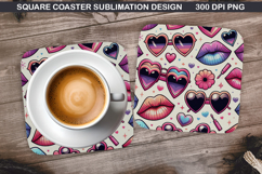 Valentine Coaster Sublimation, Valentine Coaster PNG Design Product Image 1
