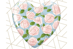 Pastel Puffy Patterned Hearts Clipart PNG, 3D Look Heart Png Product Image 3