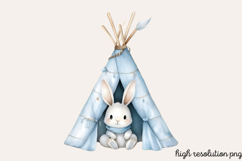 Boho Dusty Blue Easter Clipart PNG Product Image 1