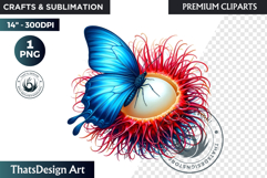 Vibrant Butterfly with Fruit PNG, Tropical Summer Clipart Product Image 1