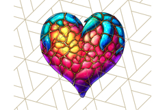 Stained Glass Hearts and Butterflies Clipart PNG Product Image 3