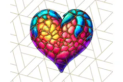 Stained Glass Hearts and Butterflies Clipart PNG Product Image 3