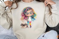 Colorful Girl Dog Clipart PNG Product Image 1