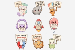 Funny Motivational Object Clipart Bundle, Cute Kawaii Product Image 4