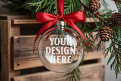 Acrylic Christmas Ornament Mockups | Clear Holiday Ornament Product Image 1