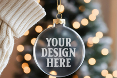 Christmas Acrylic Ornament Mockups | Round Clear Acrylic Orn Product Image 1