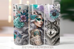 Floral Girl Tumbler Sublimation Design | 20oz Skinny Tumbler Product Image 1