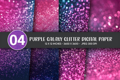 Purple Galaxy Glitter Digital Paper Product Image 1