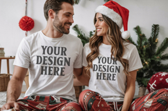 Bella Canvas 3001 Christmas Couple Mockup ,3001 Couple Mock Product Image 1