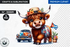 Cuban Highland cow Clipart, summer Highland calf, latino PNG Product Image 1