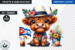 Cuban Highland cow Clipart, summer Highland calf, latino PNG Product Image 1