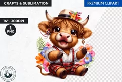 Cuban Highland cow Clipart, summer Highland calf, latino PNG Product Image 1