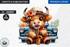 Cuban Highland cow Clipart, summer Highland calf, latino PNG Product Image 1