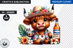 Cuban Highland cow Clipart, summer Highland calf, latino PNG Product Image 1