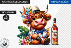 Cuban Highland cow Clipart, summer Highland calf, latino PNG Product Image 1