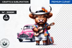 Cuban Highland cow Clipart, summer Highland calf, latino PNG Product Image 1