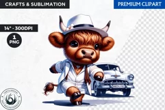 Cuban Highland cow Clipart, summer Highland calf, latino PNG Product Image 1