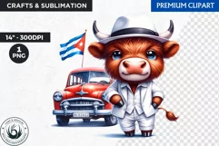 Cuban Highland cow Clipart, summer Highland calf, latino PNG Product Image 1