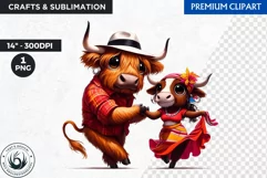 Cuban Highland cow Clipart, summer Highland calf, latino PNG Product Image 1