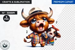 Cuban Highland cow Clipart, summer Highland calf, latino PNG Product Image 1