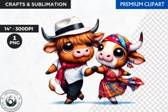 Cuban Highland cow Clipart, summer Highland calf, latino PNG Product Image 1