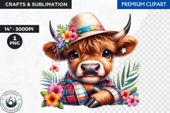 Cuban Highland cow Clipart, summer Highland calf, latino PNG Product Image 1