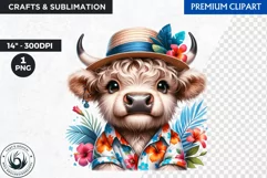 Cuban Highland cow Clipart, summer Highland calf, latino PNG Product Image 1