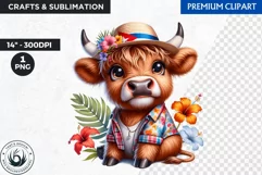 Cuban Highland cow Clipart, summer Highland calf, latino PNG Product Image 1