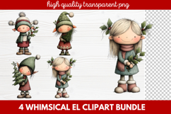 Whimsical Elf Clipart | Cute Christmas Elf PNG Illustration Product Image 1