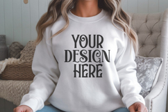 White Gildan 18000 Mockup, Gildan Sweatshirt Mockup Product Image 1