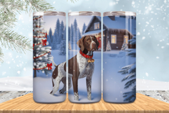 Winter Dog Christmas Snowflake PNG, Icy Tree 20oz Tumbler wr Product Image 1