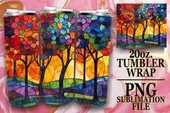 Vibrant Tree Stained Glass Pattern 20oz Tumbler Product Image 1