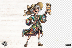 Fashionable Summer Grandma PNG - Summer Clipart Product Image 1