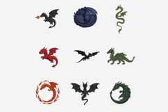 Embroidery Dragon Clipart Bundle | 20 PNG Files, Fantasy Product Image 4