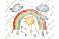 Watercolor Dinosaur and Rainbow PNG Clipart, Baby Nursery Product Image 3